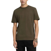 Wiederholungsmänner t-shirt Olivgrüner Baumwollpullover mit Rundhalsausschnitt und kurzen Ärmeln für die Freizeit