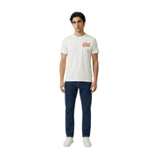 Replay Herren-T-Shirt aus weißer Baumwolle, Rundhalsausschnitt, Kurzarm, mit rotem und schwarzem Logo auf der linken Brustseite