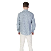 Replay men’s light blue button-down shirt with subtle white floral pattern ideal for casual and smart occasions
