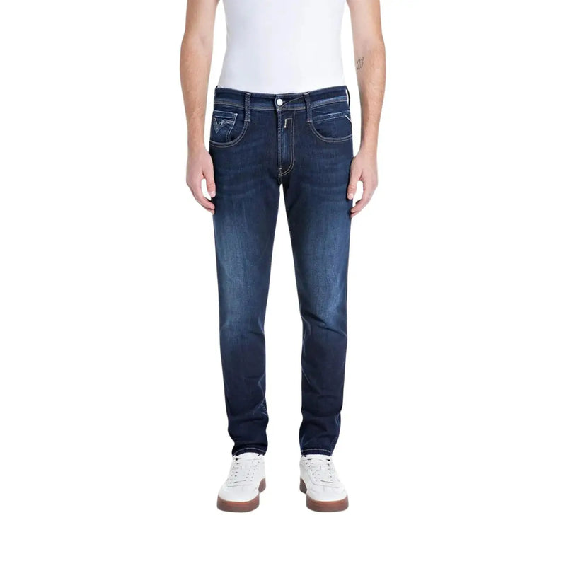 Replay Power Stretch Jeans für Herren in Dunkelindigo mit schmaler Passform und dezenter Waschung, Vorderansicht
