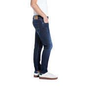 Replay Power Stretch Jeans für Herren aus dunkelblauem Denim mit schmaler Passform und dezenter Waschung an den Oberschenkeln, Vorderansicht