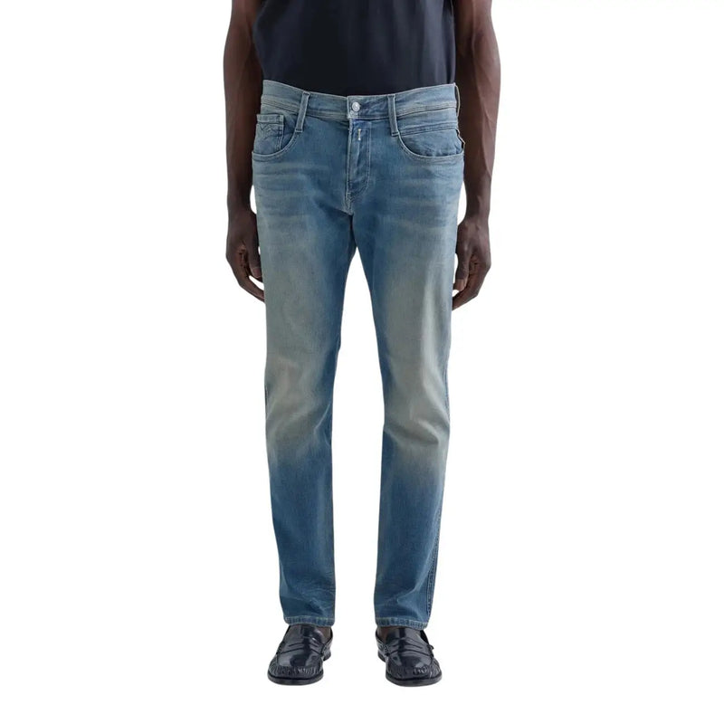 Replay Slim-Fit-Jeans von Anbass für Herren aus hellem Denim mit geradem Bein und dezenter Auswaschung an den Oberschenkeln, Vorderansicht