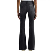 Dunkelgraue, ausgestellte Jeans aus Denim mit klassischem Gesäßtaschen-Design von Replay, Damen-Jeans aus schwarzem Denim mit Reißverschlusstasche, Frühlings-TN, Rückseite sichtbar