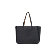 Replay women black handbag velvety synthetic leather tote bag with brown inner lining and handles 40x30cm