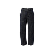 Replay Damen-Jeans aus blauem Denim in Dunkelindigo mit lässiger, gerader Beinform und markanten weißen Ziernähten.
