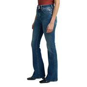 Replay Damen-Jeans mit mittelblauer Waschung und ausgestelltem Denim, Rückansicht