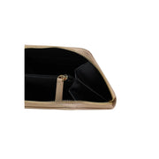 Replay Damen-Geldbörse in Beige mit goldfarbenem Leder-Clutch-Außenmaterial und schwarzem Innenfutter mit passendem Reißverschlussanhänger