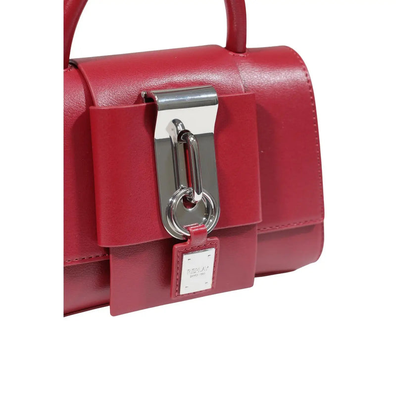 Rote Damenhandtasche von Replay aus Kunstleder mit silberfarbenem Metallverschluss und passendem Markenetikett, 23 x 16 x 7 cm