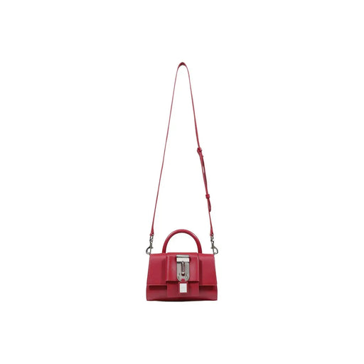 Replay Damenhandtasche, rot, aus Synthetik, 23 x 16 x 7 cm, mit leuchtend rotem Leder, silberfarbenem Verschluss und passendem Schulterriemen