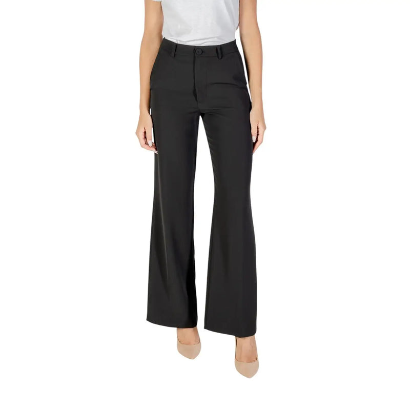 Women’s black high-waisted wide-leg trousers from Rinascimento for fall winter season