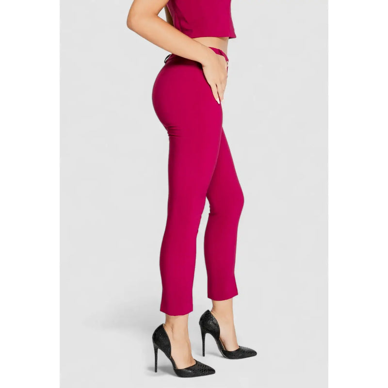 Rinascimento Damenhose aus bordeauxrotem Polyester mit elegantem Reißverschluss und figurbetontem, kurzem Schnitt