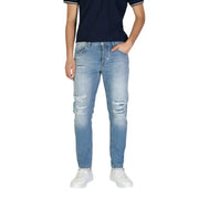Ripped light blue Antony Morato Men Jeans with worn out effect displayed elegantly