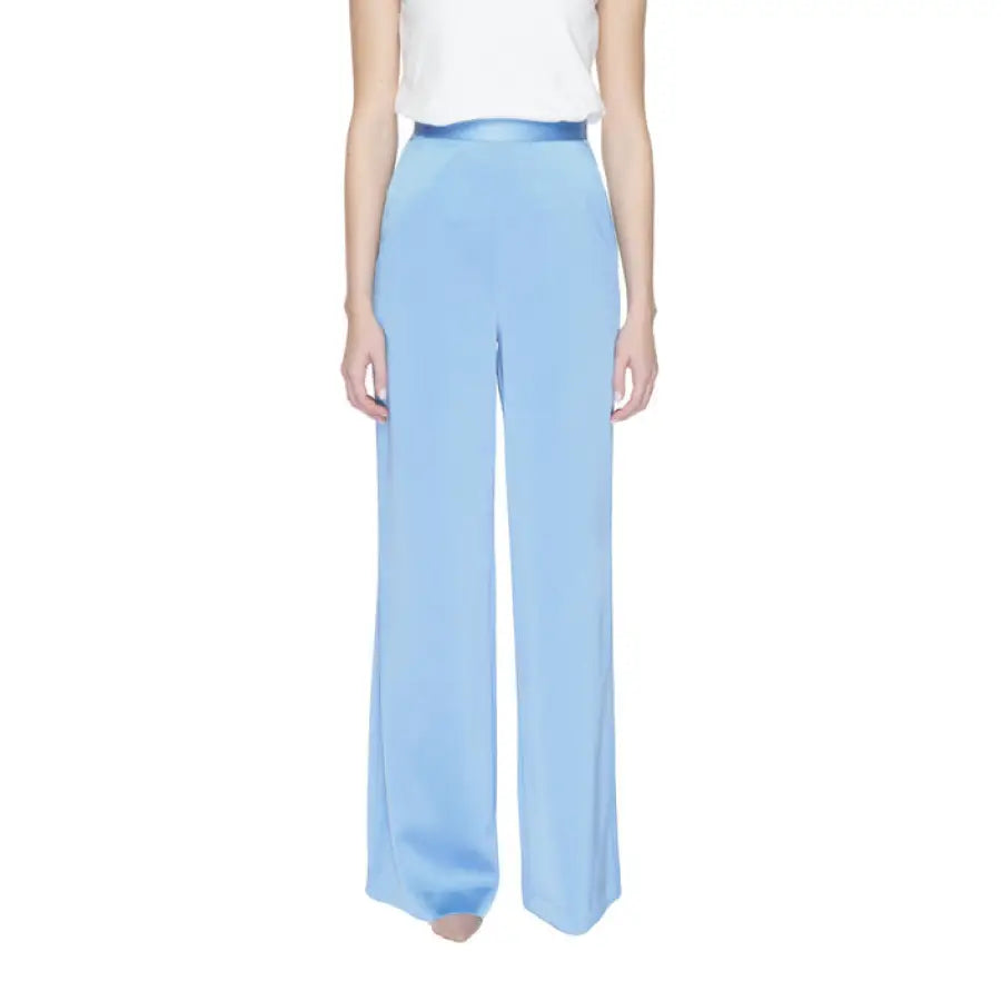 Silence Women Trousers in urban style clothing, featuring wide leg design for city fashion