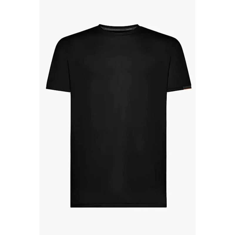 Schwarzes RRD Herren-T-Shirt mit kurzen Ärmeln und Rundhalsausschnitt sowie dezentem Rippstrickbündchen aus Polyamid-Elastan-Mischgewebe