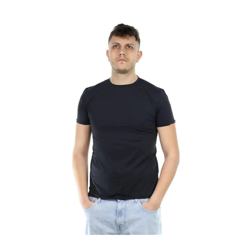 Schwarzes, kurzärmeliges T-Shirt von Rrd für Herren mit Rundhalsausschnitt aus Polyamid-Elastan-Mischgewebe für angenehmen Tragekomfort