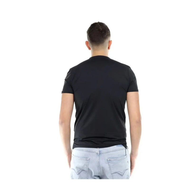 Schwarzes, kurzärmeliges T-Shirt von Rrd für Herren mit Rundhalsausschnitt aus Polyamid-Elastan-Mischgewebe