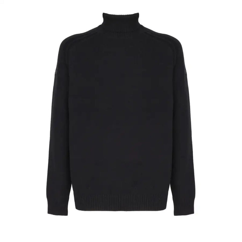 RRD men black turtleneck long sleeve knitwear with sleek knit texture and ribbed cuffs and hem