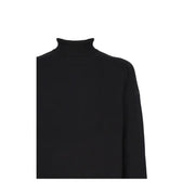 Rrd men black turtleneck long sleeve knitwear with ribbed collar and subtle seam detailing in knit fabric