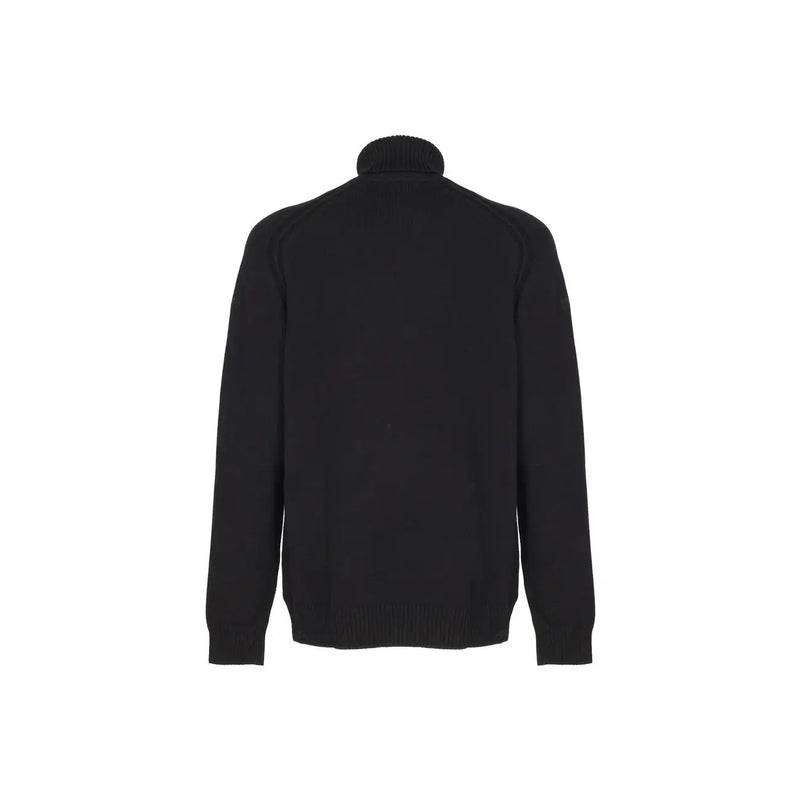 RRD men black turtleneck long sleeve knitwear with ribbed cuffs and hem in soft knit fabric