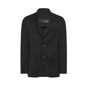 Rrd Herrenblazer, schwarz, lang, aus Wolle, mit elegantem, tailliertem Schnitt, tiefem V-Ausschnitt und zwei Knöpfen vorne, V29819