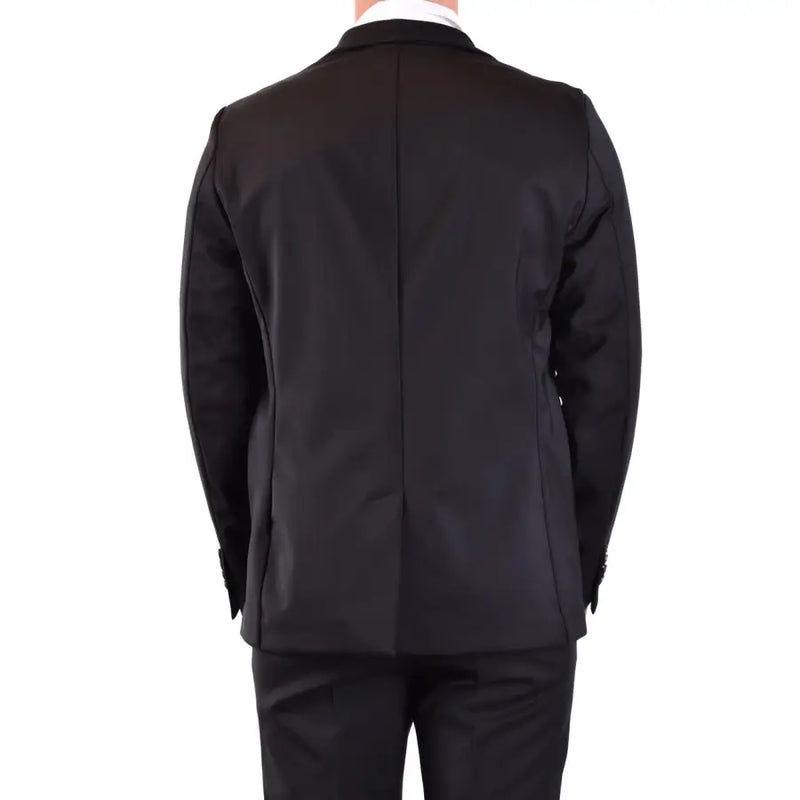 Rrd Herrenblazer, schwarz, lang, tailliert, aus Wolle, mit elegantem, formellem, tiefem V-Ausschnitt, Modell V29819
