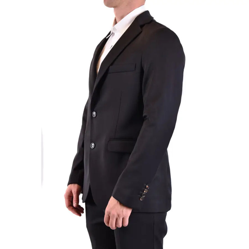 Rrd Herrenblazer, schwarzer, doppelreihiger Wollanzug mit dezenter Struktur und passenden Knöpfen, V29819