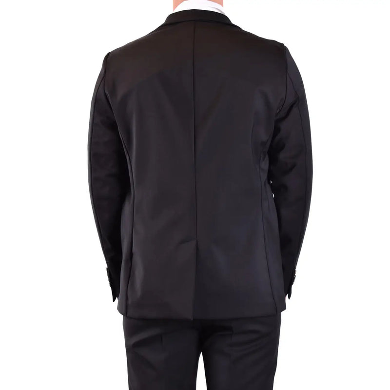 Rrd men blazer black long wool tailored suit jacket with sleek formal low cut v neck design v29819