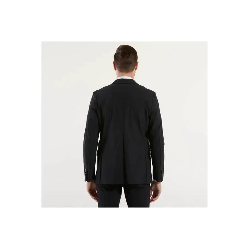 Schwarzer, taillierter Blazer mit elegantem, modernem Schnitt und dezenter Struktur für Herren von RRD (Frühjahr/Sommer-Kollektion, Polyamidjacke).