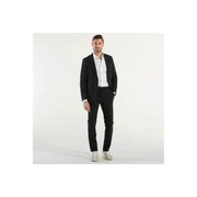 Rdr Herrenblazer, blauer Polyamid-V-Ausschnitt, Frühjahr/Sommer-Jacke, schwarzer taillierter Anzug mit modernem Schnitt und dezenter Textur