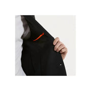 Rrd Herrenblazer, blau, Polyamid, V-Ausschnitt, Frühling/Sommer-Jacke, schwarze Anzugjacke mit leuchtend orangefarbenem Einstecktuch