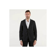 Black tailored blazer by rrd men with single button closure and flap pockets in polyamide for spring summer wear