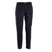 Rrd men blue polyamide dark navy tapered trousers with elastic waistband and drawstring for comfortable fit