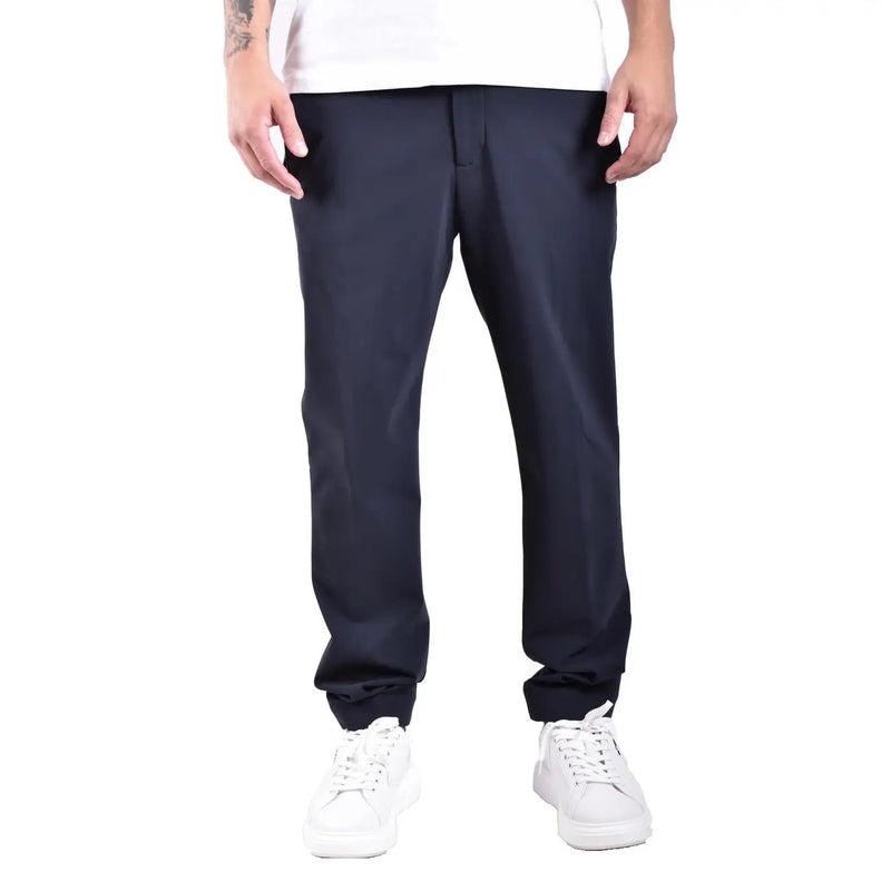 Rrd men blue polyamide tapered-fit chino trousers with a subtle crease and elasticated cuffs