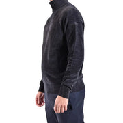 Rrd Rollkragenpullover für Herren in Dunkelgrau mit strukturiertem Strickmuster und gerippten Bündchen und Saum, Vorderansicht