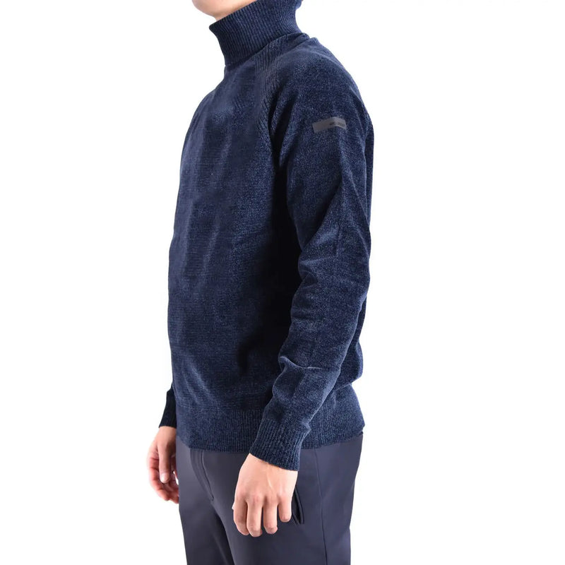 Rrd Rollkragenpullover für Herren in Marineblau mit gerippten Bündchen und Kragen, Vorderansicht