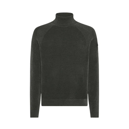 Rrd Rollkragenpullover für Herren in Dunkelgrau mit gerippten Bündchen und Saum sowie strukturiertem Strickmuster, Vorderansicht