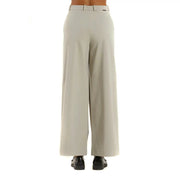 Beige rrd Damenhose mit schmaler Passform, aus weißem Polyamid-Elastan, mit elegantem, tailliertem Design und Gürtelschlaufen