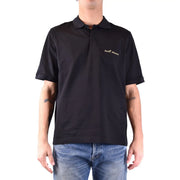 Saint Laurent Baumwollpolo für Herren in Schwarz mit goldener „Sweet Dreams“-Stickerei auf der linken Brust, Vorderansicht