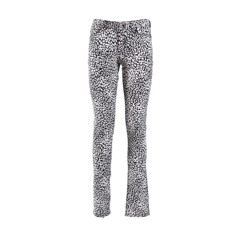 Weiße, schmal geschnittene Jeans von Saint Laurent mit Leopardenmuster für Damen.
