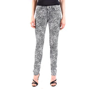 Saint Laurent white leopard print women jeans featuring black and white skinny fit leopard print fabric
