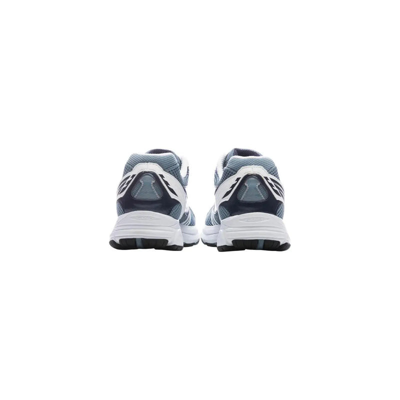 Saucony Blaue Herren-Sneaker aus Synthetik mit grau-weißem Mesh-Obermaterial und schwarzen Fersenlaschen, die von hinten sichtbar sind