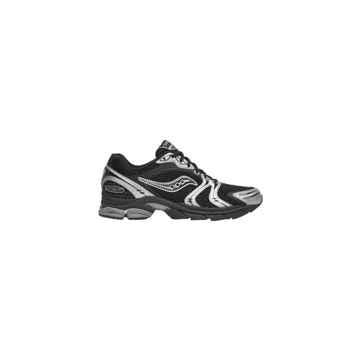 Saucony Herren-Sneaker, schwarzer Progrid Triumph 4 Laufschuh aus Synthetik mit schwarzem und silbernem Mesh-Obermaterial und Overlays