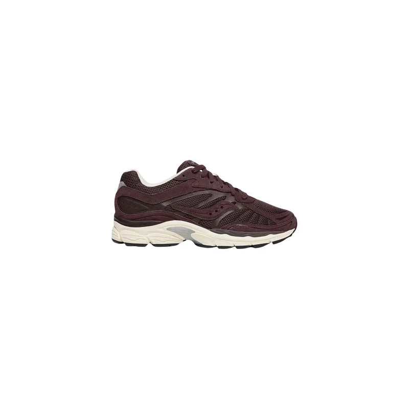 Saucony Herren-Sneaker, brauner Laufschuh aus Synthetik-Mesh und Leder mit weißer Zwischensohle und grauen Akzenten