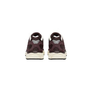 Saucony Herren-Sneaker Progrid Omni 9, braun, aus Synthetik, mit dunkelburgunderrotem und weißem Mesh-Wildleder-Obermaterial und klobiger Sohle