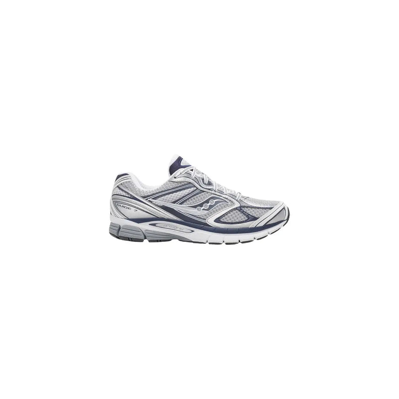 Saucony Herren-Sneaker graues Textil Progrid Guide 7 mit silber- und marineblauem Mesh-Obermaterial und synthetischen Overlays