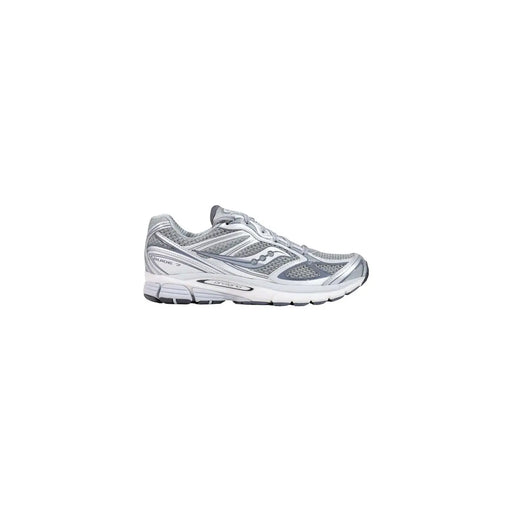 Silver and white saucony ride 3 running shoe with mesh upper and rubber sole in a women grey textile sneaker progrid guide 7