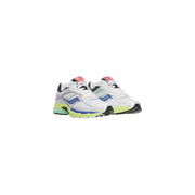 Saucony women white synthetic sneakers progrid omni 9 with blue neon green mesh upper and durable rubber sole
