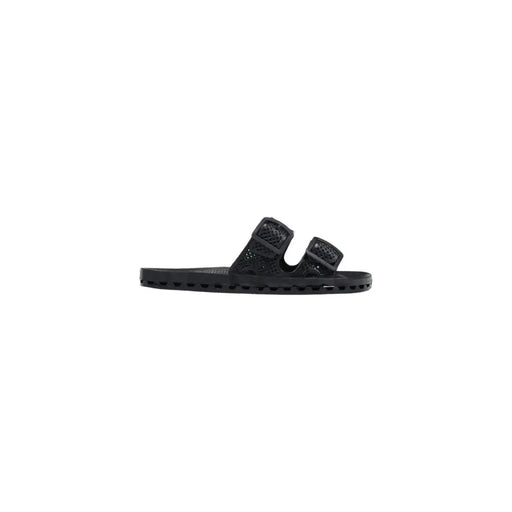 Sensi Herren-Slipper La Jolla Urban, schwarze PVC-Sandalen mit offener Zehenpartie, zwei verstellbaren Riemenschnallen und perforiertem Design