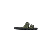 Sensi Herren-Slipper La Jolla Urban, schwarze PVC-Sandalen mit offener Zehenpartie, olivgrüne perforierte Sandalen mit schwarzen Gummisohlen und verstellbaren Riemen