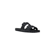 Schwarze Sensi Herren-Slipper aus Gummi im urbanen Stil von La Jolla mit zwei verstellbaren, perforierten Riemen und quadratischen Schnallendetails